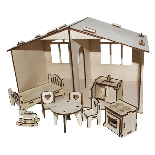 картинка 3D ПАЗЛ Mini Собери кукольный домик с мебелью от магазина Апилка